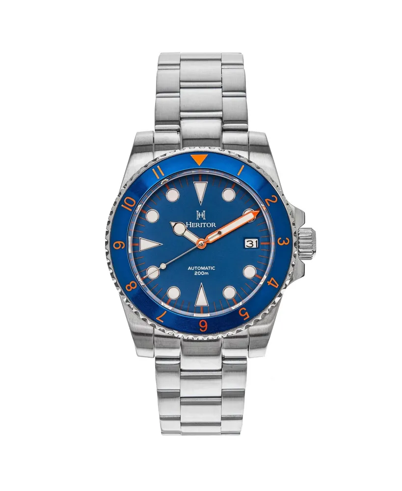 Heritor Automatic Men Luciano Stainless Steel Watch - Navy, 41mm