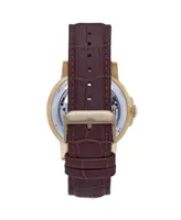 Heritor Automatic Xander Semi-Skeleton Leather-Band Watch