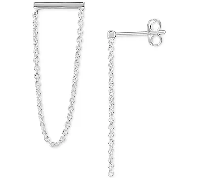 Giani Bernini Polished Bar Chain Drop Earrings in Sterling Silver, Created for Macy's