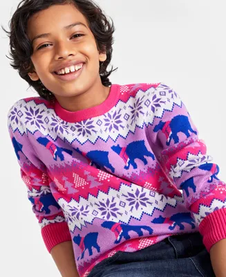 Holiday Lane Big Boys Santa Bear Sweater, Created for Macy's