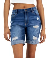 Celebrity Pink Juniors' Cuffed Hem Bermuda Denim Shorts