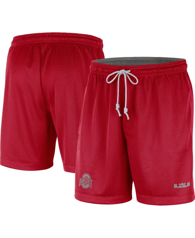 Men's Nike x LeBron James Scarlet, Gray Ohio State Buckeyes Reversible Performance Shorts