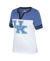 Women's Colosseum White, Heather Royal Kentucky Wildcats Frost Yourself Notch Neck T-shirt