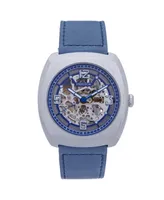 Heritor Automatic Men Gatling Leather Watch - Silver/Navy, 44mm