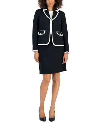 Nipon Boutique Women's Sparkle Contrast-Trim Jacket & Pencil Skirt Suit