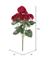 Vickerman 19.5" Artificial Red Geranium Bush