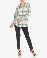 White Mark Women's Flannel Plaid Shirt