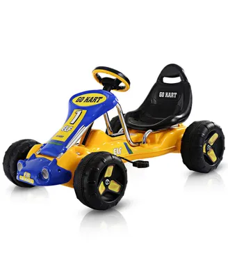 Costway Go Kart Kids Ride On Car Pedal Powered Car 4 Wheel Racer Toy Stealth Outdoor