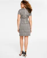 Calvin Klein Women's Plaid-Print Jewel-Neck Sheath Dress