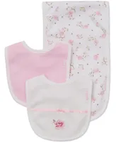 Little Me Baby Girls Rose Bib and Burp Cloth, 3 Piece Set