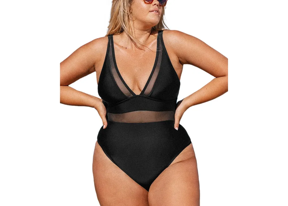 CUPSHE Women Swimsuit One Piece Plus Size Bathing Suit Deep V Neck