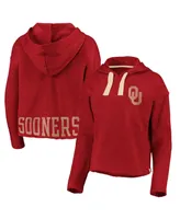 Women's Fanatics Crimson Oklahoma Sooners True Classics Cropped Pullover Hoodie