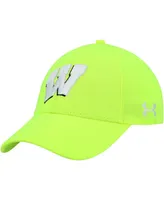 Men's Under Armour Neon Green Wisconsin Badgers Signal Call Performance Flex Hat