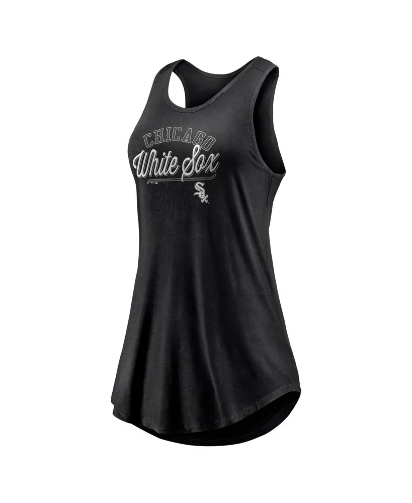 Women's Fanatics Black Chicago White Sox Simplicity Swing Racerback Scoop Neck Tank Top