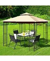 10' x 10' Patio Canopy Gazebo Outdoor 2-Tier Steel Tent Heavy-Duty L-Shaped