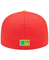 Men's New Era Red and Neon Green Detroit Tigers 1968 World Series Champions Lava Highlighter Combo 59FIFTY Fitted Hat