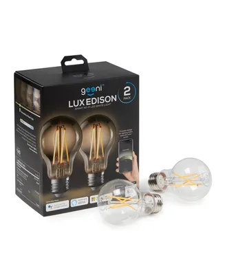 Geeni Lux Edison Wi-Fi Led Edison Smart Light Bulb, Soft White (2700K), 2-Pack – Dimmable Led Bulbs, A19, 60