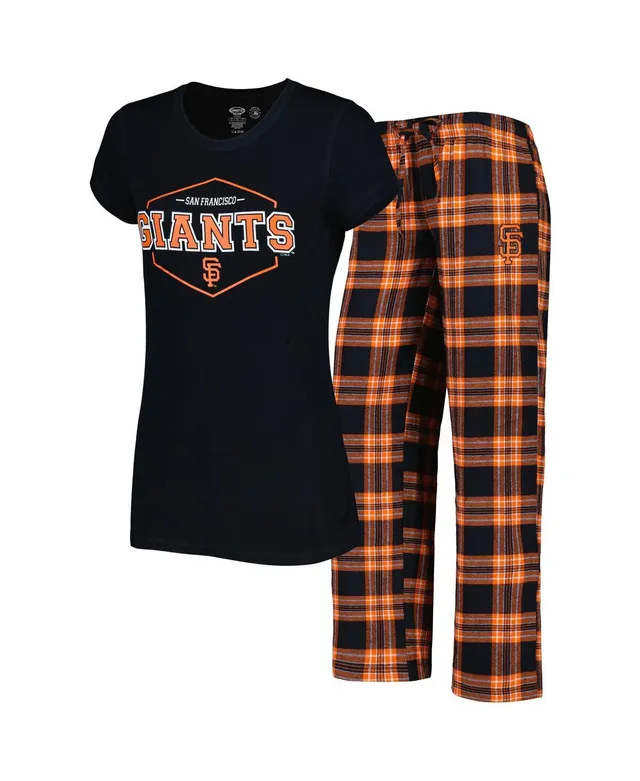 San Francisco Giants Concepts Sport Badge T-Shirt & Pants Sleep Set - Black/ Orange