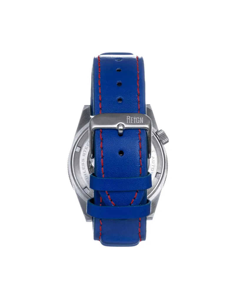 Reign Men Francis Leather Watch - Blue/Red, 42mm