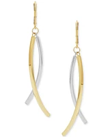 Italian Gold Curved Stick Crossover Drop Earrings in 10k Two-Tone Gold, Created for Macy's