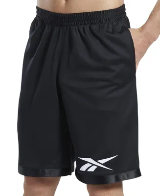 Reebok Men's Regular-Fit Logo-Print Mesh Basketball Shorts