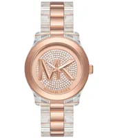 Michael Kors Women's Runway Quartz Three-Hand Clear Castor Oil and Rose Gold-Tone Stainless Steel Watch 38mm - Two