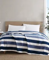 Nautica Awning Stripe Ultra Soft Plush Fleece Blanket