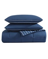 Nautica Longdale Solid Stripe Reversible 3 Piece Comforter Set, King