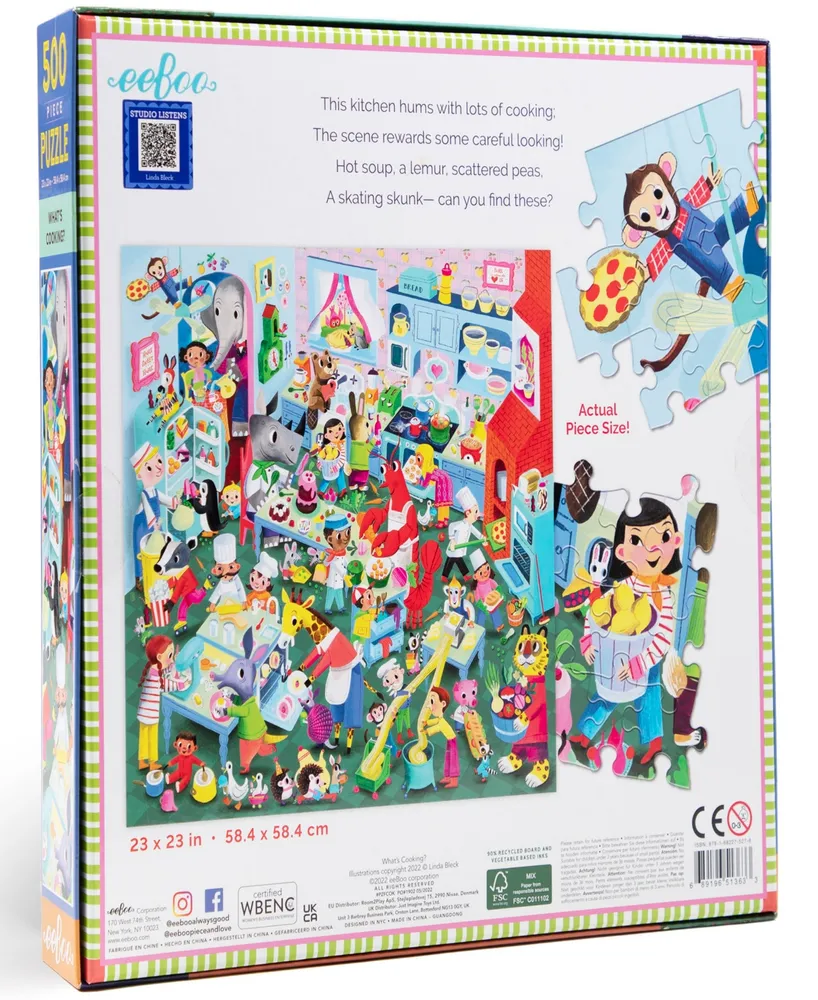 Eeboo Piece And Love What's Cooking 500 Piece Square Adult Jigsaw Puzzle Set, Ages 14 and up