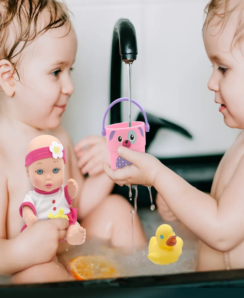 Magic Nursery Love Buckets Bath Safe 8" Baby Doll Playset, New Adventures Bath Time Playset, Ages 2 and up