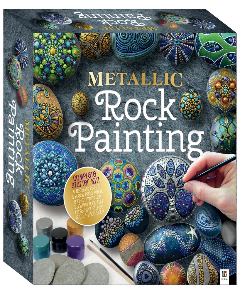 Metallic Rock Painting Box Set Diy Rock Painting For Adults Rocks, Brush, Paint included Mandala Stone Artist Create Rock Artwork At Home Arts And Cra