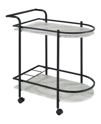 Coaster Home Furnishings Desiree 32" 3-Bottle Metal Rack Serving Cart with Casters