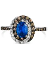 Le Vian Cornflower Ceylon Sapphire (5/8 ct. t.w.) & Diamond (3/8 ct. t.w.) Swirl Statement Ring in 14k White Gold