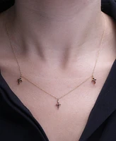 Garnet Three Cross Pendant Necklace (1/2 ct. t.w.) in 14k Gold-Plated Sterling Silver, 16" + 2" extender