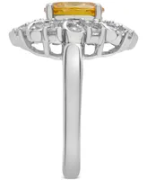 Citrine (1-5/8 ct. t.w.) & Lab-Grown White Sapphire (1-1/8 ct. t.w.) Looped Halo Ring in Sterling Silver