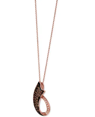 Le Vian Chocolate Diamond & Vanilla Diamond Swoop 18" Pendant Necklace (1/2 ct. t.w.) in 14k Rose Gold