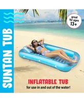 Inflatable Tanning Pool Lounge Float | Tanning Pool Float | Personal Pool Lounger | Tanning Pool with Pillow | Inflatable Tanning Bed | Tanning Pool B