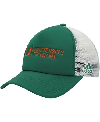 Men's adidas Green, White Miami Hurricanes Foam Trucker Snapback Hat