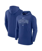 Men's Nike Heather Royal Chicago Cubs Authentic Collection Early Work Tri-Blend Performance Pullover Hoodie