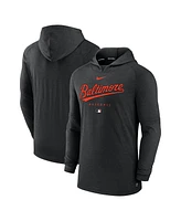 Men's Nike Heather Black Baltimore Orioles Authentic Collection Early Work Tri-Blend Performance Pullover Hoodie