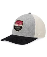 Men's Top of the World Heather Gray, Black Oklahoma Sooners Slick Adventure Trucker Snapback Hat