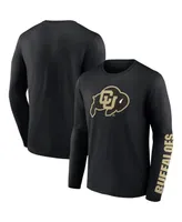 Men's Fanatics Black Colorado Buffaloes Double Time 2-Hit Long Sleeve T-shirt