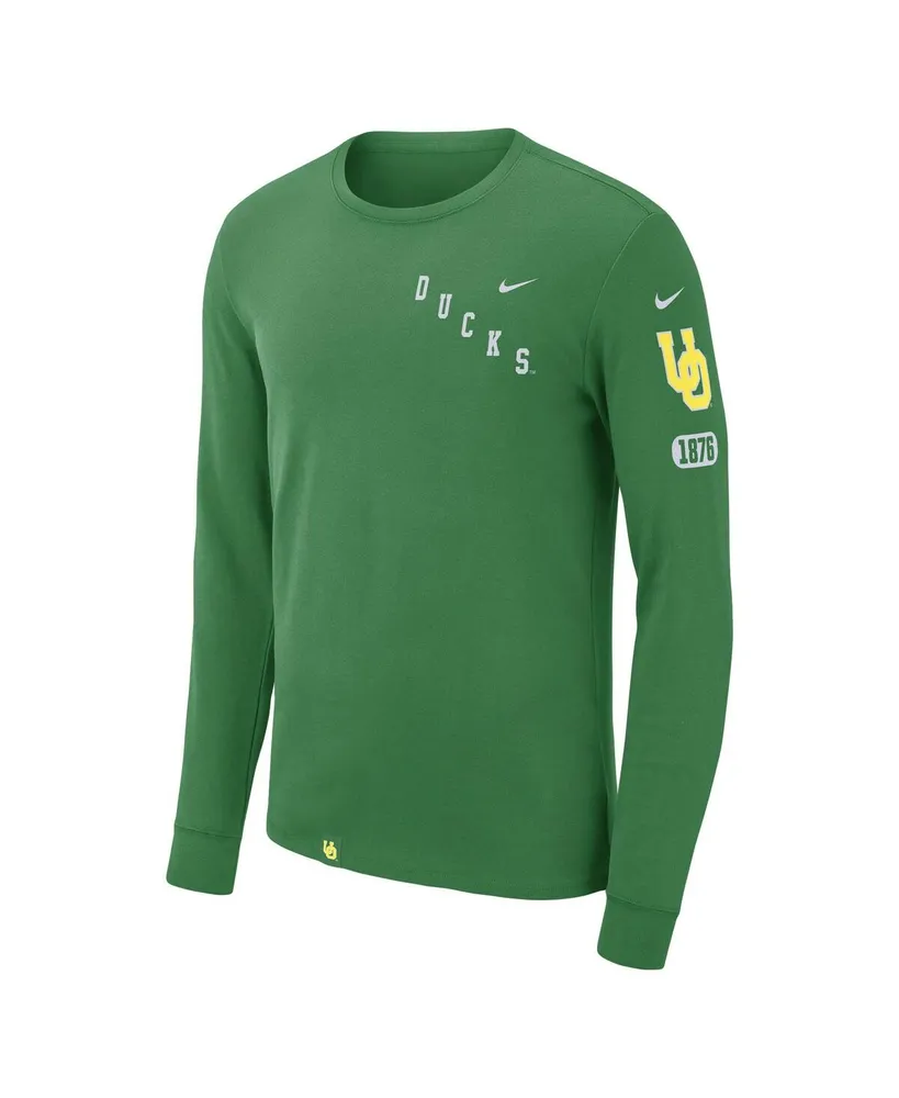 Men's Nike Green Oregon Ducks Repeat Logo 2-Hit Long Sleeve T-shirt