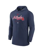 Men's Nike Heather Navy Atlanta Braves Authentic Collection Early Work Tri-Blend Performance Pullover Hoodie