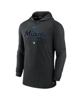 Men's Nike Heather Black Miami Marlins Authentic Collection Early Work Tri-Blend Performance Pullover Hoodie