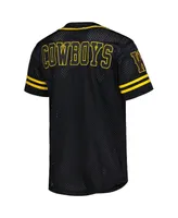 Men's Colosseum Black Wyoming Cowboys Free Spirited Mesh Button-Up Baseball Jersey