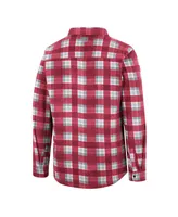 Men's Colosseum Red, White Fresno State Bulldogs Ellis Plaid Full-Snap Shirt Jacket