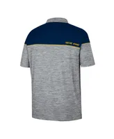 Men's Colosseum Heathered Gray, Navy Notre Dame Fighting Irish Birdie Polo Shirt