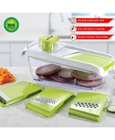 Brentwood Mandolin Slicer with 5 Cup Storage Container and 4 Interchangeable Stainless Steel Blades in Green