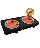 Megachef Electric Easily Portable Ultra Lightweight Dual Coil Burner Cooktop Buffet Range in Matte Black